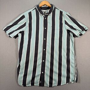 Element Button Up Shirt Mens XL Shorts Sleeve Casual Collar Polo Icon‎ Stripes